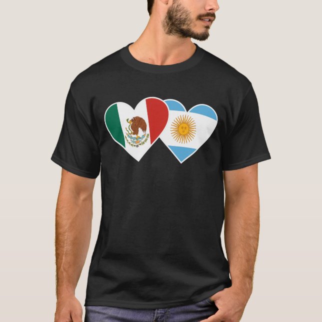 Camiseta Bandera media mexicana argentina México Argentina (Anverso)