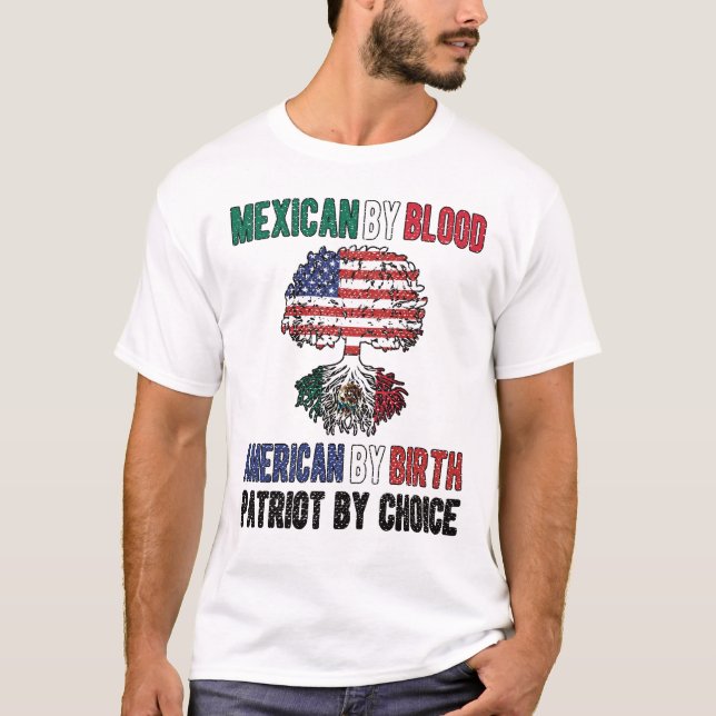 Camiseta Bandera media mexicana media americana México Esta (Anverso)