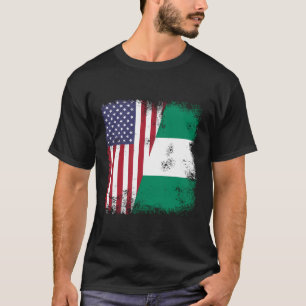 Camiseta Bandera Media Nigeriana Vintage Nigeria Usa Regalo
