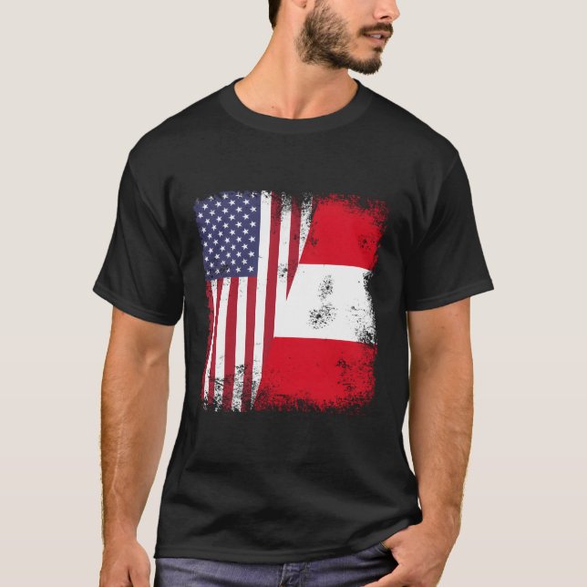 Camiseta Bandera Media Peruana Perú Ee. Uu. (Anverso)