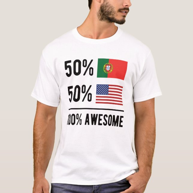 Camiseta Bandera media portuguesa norteamericana Portugal E (Anverso)