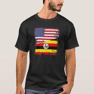 Camiseta Bandera media ugandesa   Vintage Uganda USA Gift