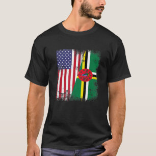 Camiseta Bandera medio dominicana vintage Dominica EE. UU.