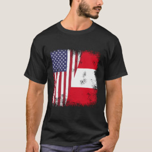 Camiseta Bandera Medio Peruana Vintage Perú Gira Ee. Uu.
