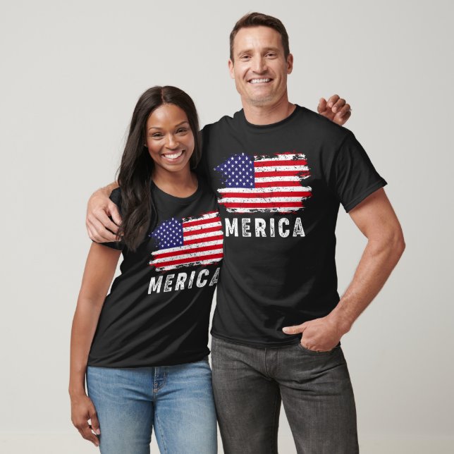 Camiseta Bandera Merica Grunge (Unisexo)