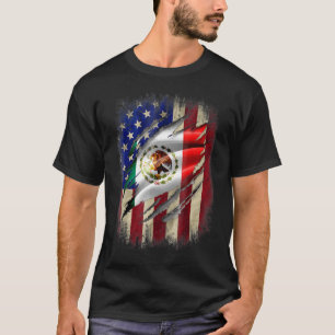 Camiseta Bandera Mexicana Americana Sangre Dentro De Mí