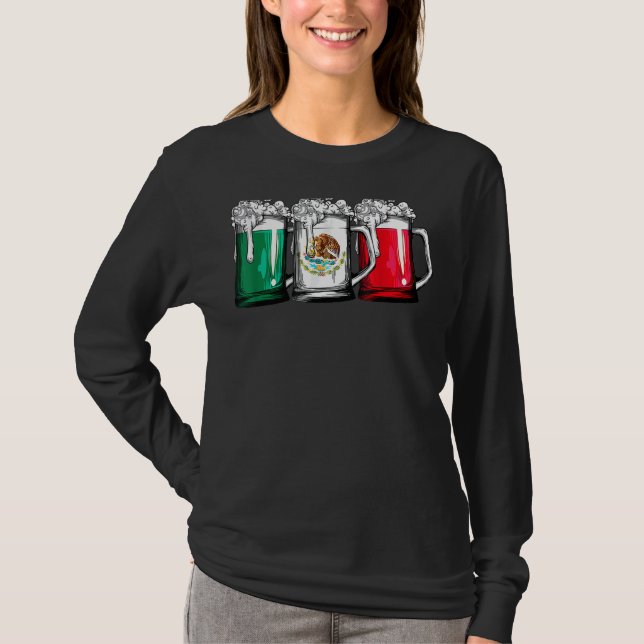 Camiseta Bandera Mexicana de Cerveza Cinco De Mayo Mujeres  (Anverso)