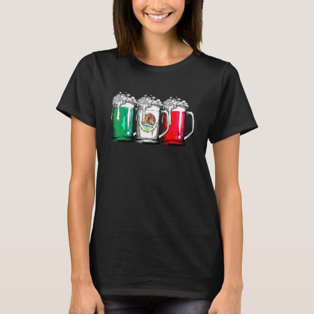 Camiseta Bandera Mexicana de Cerveza Cinco De Mayo Mujeres  (Anverso)