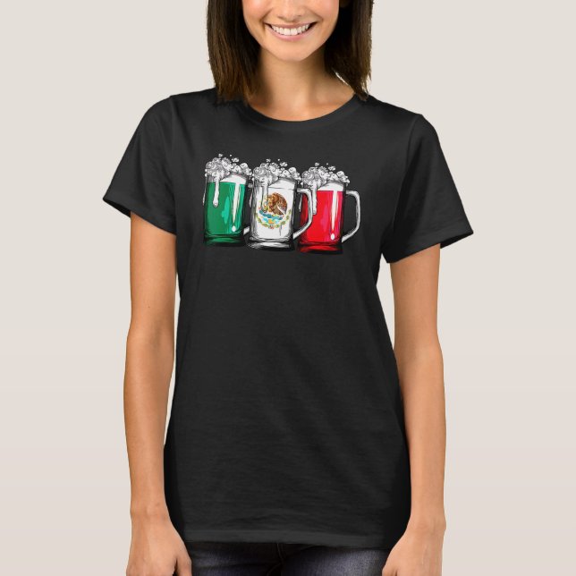 Camiseta Bandera Mexicana de Cerveza Cinco De Mayo Mujeres  (Anverso)