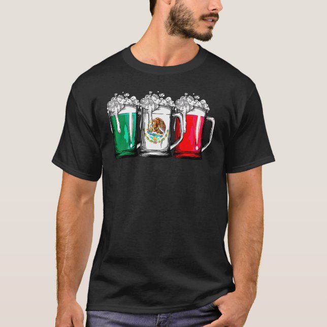 Camiseta Bandera Mexicana de Cerveza Cinco De Mayo Mujeres  (Anverso)