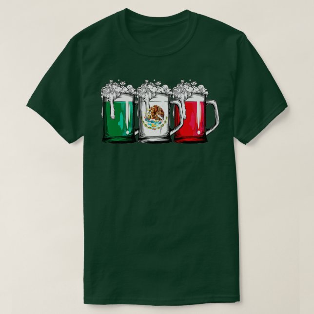 Camiseta Bandera Mexicana de Cerveza T Cinco de Mayo Mujere (Diseño del anverso)