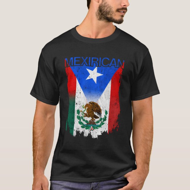 Camiseta Bandera mexicana de México Bandera de Puerto Rico  (Anverso)