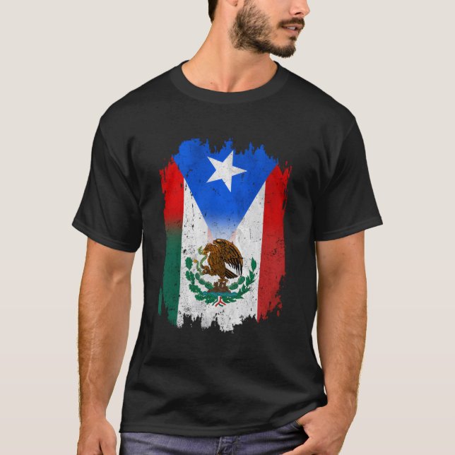 Camiseta Bandera mexicana de México Bandera de Puerto Rico  (Anverso)