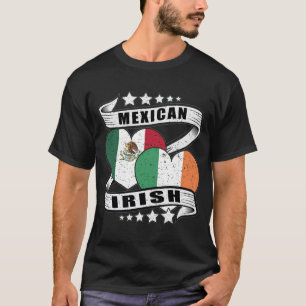 Camiseta Bandera mexicana e irlandesa mitad mexicana mitad 