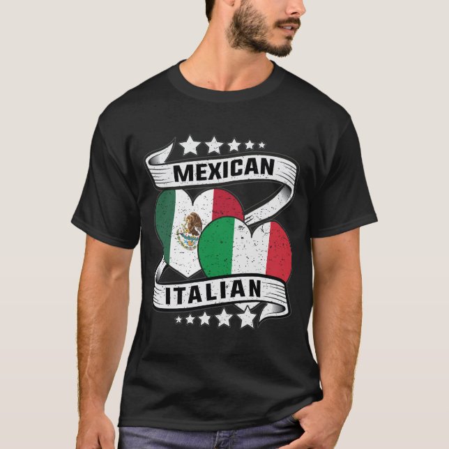Camiseta Bandera Mexicana E Italiana (Anverso)