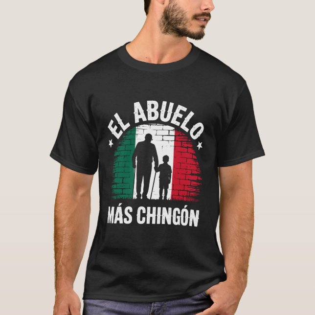 Camiseta Bandera Mexicana El Abuelo Más Chingón Gráfico Abu (Anverso)