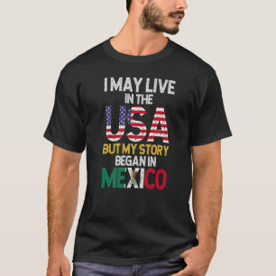 Camiseta Bandera Mexicana En La Que Vivo En Estados Unidos 