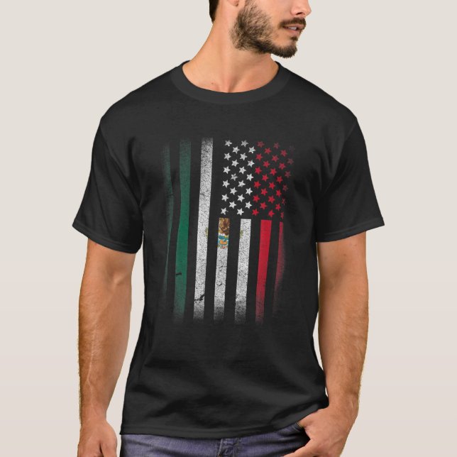 Camiseta Bandera Mexicana Estadounidense México Ee.Uu. (Anverso)