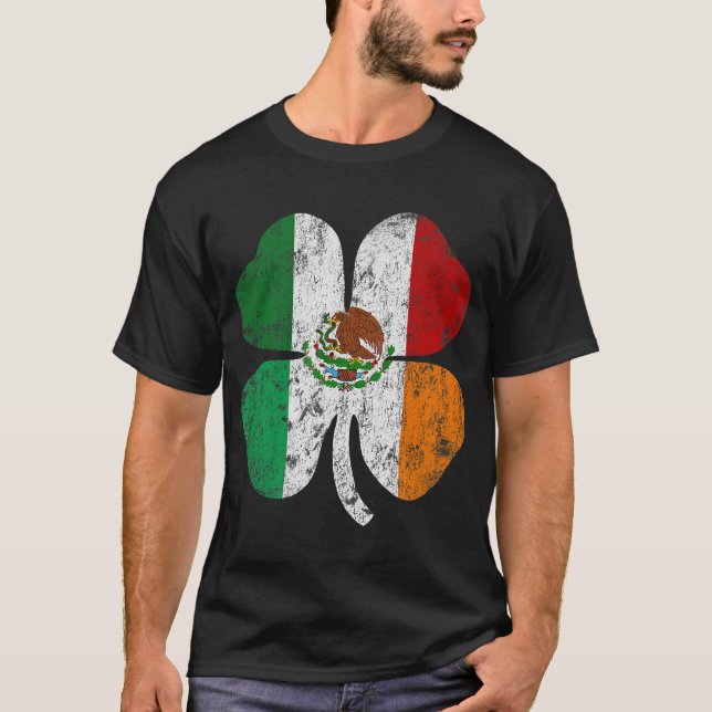 Camiseta Bandera Mexicana Irlandesa México Irlanda Día del  (Anverso)