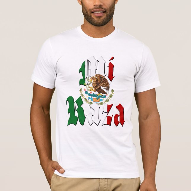 Camiseta Bandera Mexicana MI RAZA (Anverso)