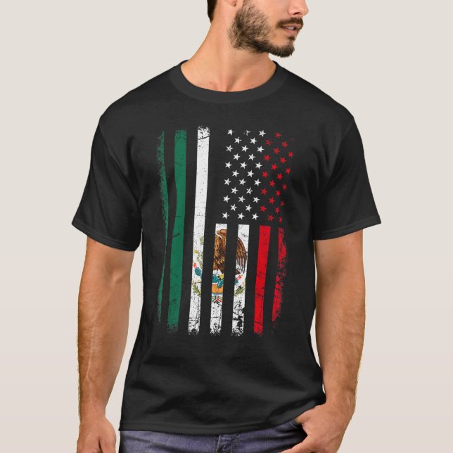 Camiseta Bandera mexicana norteamericana raíz mexicana Méxi (Anverso)