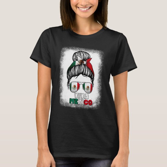 Camiseta Bandera Mexicana Para Las Mujeres Viva México Mess (Anverso)