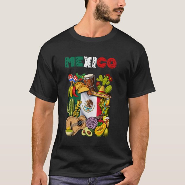 Camiseta Bandera mexicana Tacos Cactus Cinco de Mayo Fiesta (Anverso)