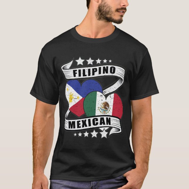 Camiseta Bandera Mexicana Y Filipina (Anverso)