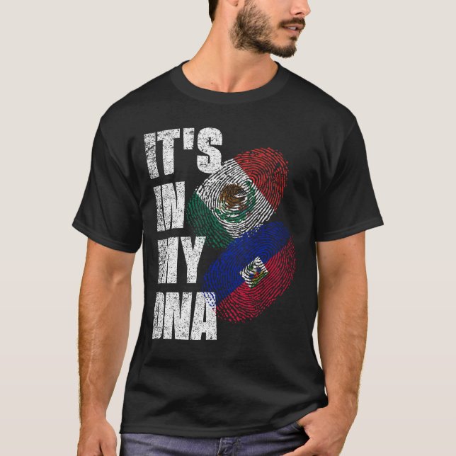 Camiseta Bandera Mexicana Y Haitiana Del Patrimonio De ADN  (Anverso)