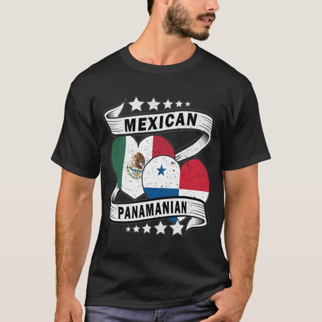 Camiseta Bandera Mexicana Y Panameña (Anverso)