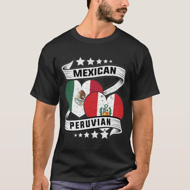 Camiseta Bandera Mexicana Y Peruana (Anverso)