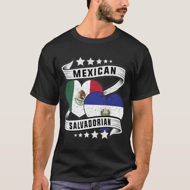 Camiseta Bandera Mexicana Y Salvadoreña (Anverso)