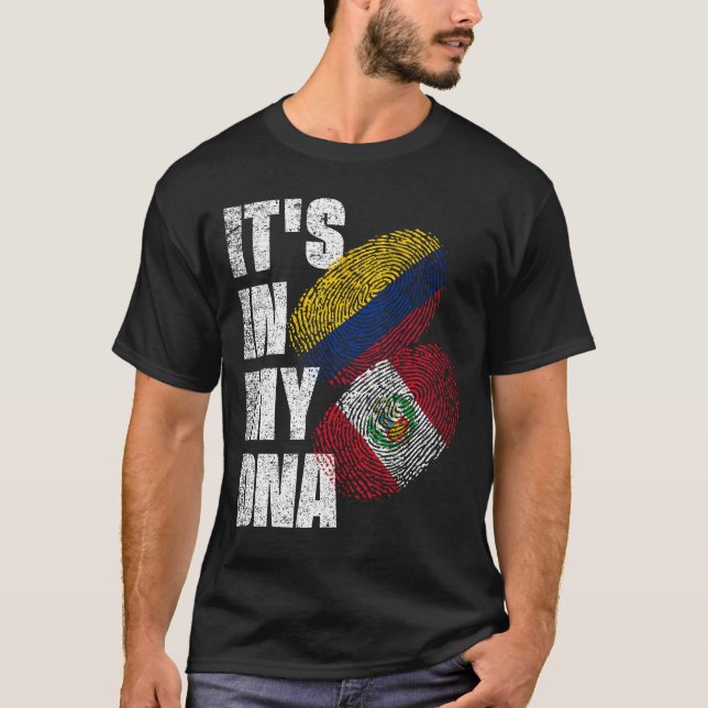 Camiseta Bandera Mezcla De ADN Peruano Y Colombiano Herenci (Anverso)