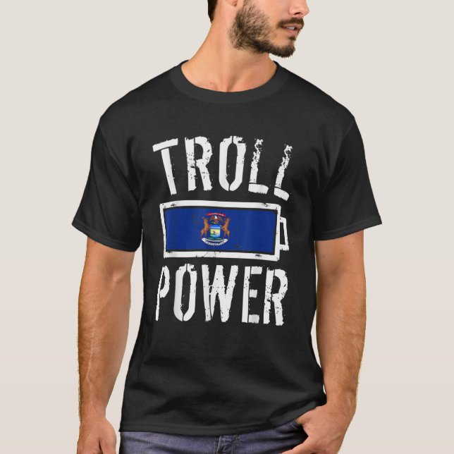 Camiseta Bandera Michigan Batería de potencia de trolls Org (Anverso)