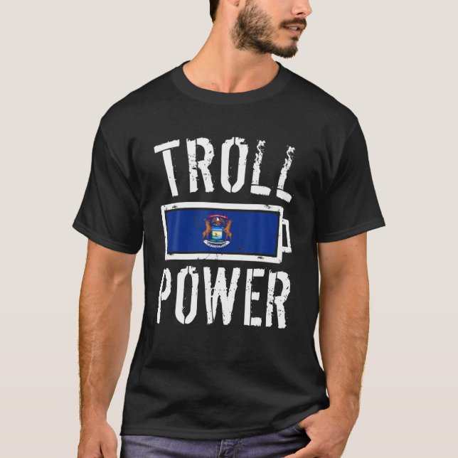 Camiseta Bandera Michigan Batería de potencia de trolls Org (Anverso)