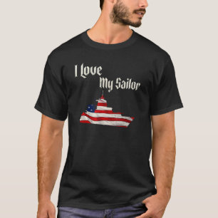 Camiseta Bandera militar de apoyo angustiado naval amo a mi