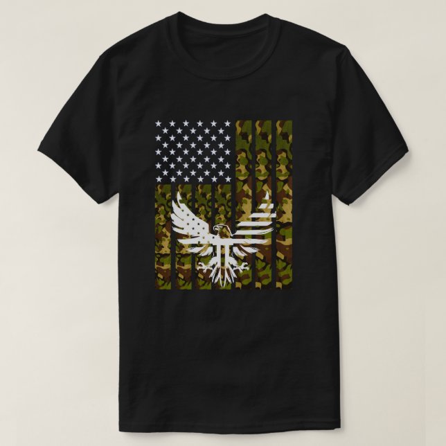 Camiseta Bandera militar estadounidense con águila (Diseño del anverso)