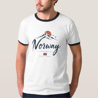 Camiseta Bandera minimalista de Noruega Montaña