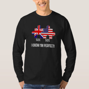 Camiseta Bandera mitad americana mitad británica Mapa combi