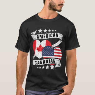 Camiseta Bandera mitad americana mitad canadiense