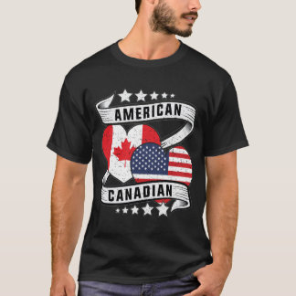 Camiseta Bandera mitad americana mitad canadiense