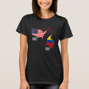 Camiseta Bandera mitad americana mitad colombiana Mapa comb