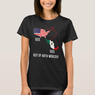 Camiseta Bandera mitad americana mitad mexicana Mapa combin