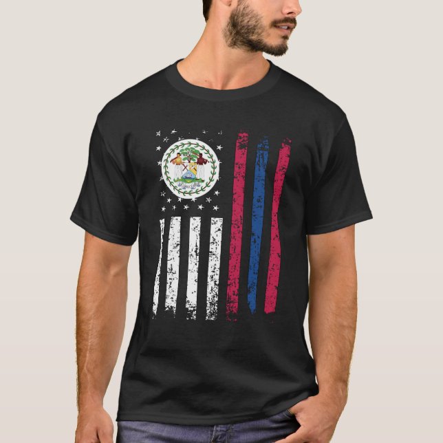 Camiseta Bandera mitad Belice mitad Americana Belice Bander (Anverso)