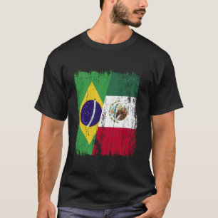 Camiseta Bandera mitad Brasil México Patrimonio brasileño m