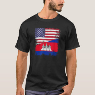 Camiseta Bandera mitad camboyana ventila Camboya regalo de