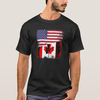 Camiseta Bandera mitad canadiense T Shirt Vintage Canada re