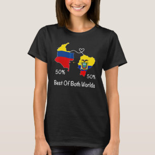 Camiseta Bandera mitad colombiana mitad ecuatoriana Mapa Ec
