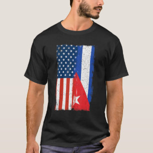 Camiseta Bandera mitad Cubana Media Estadounidense Cuba Rod