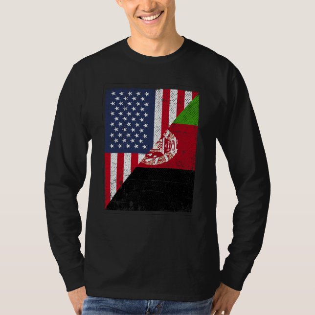 Camiseta Bandera mitad EE. UU. mitad bandera Afganistán ame (Anverso)
